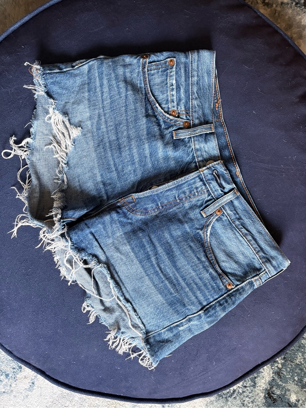Levi's Blue Distressed Denim Cutoff Shorts